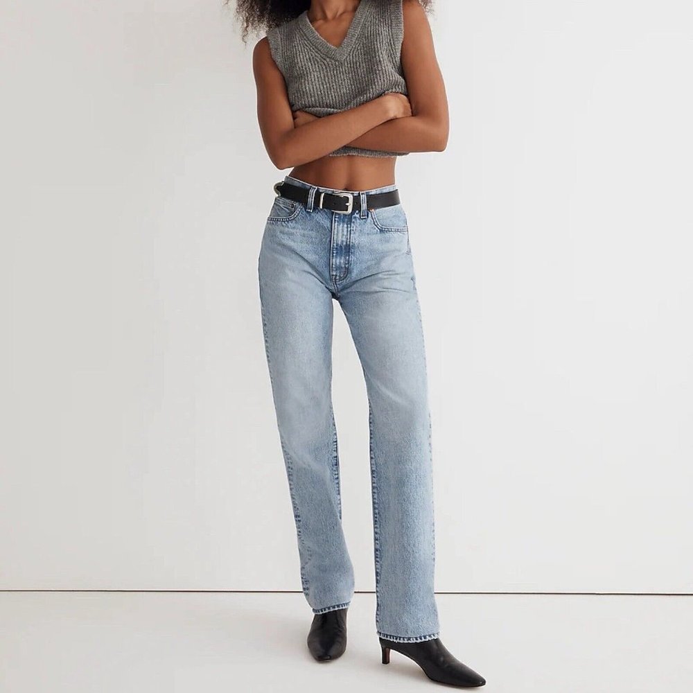 Madewell Petite '90s Straight Jean Womens 26P Blue Mercer Wash READ High Rise - Picture 11 of 16